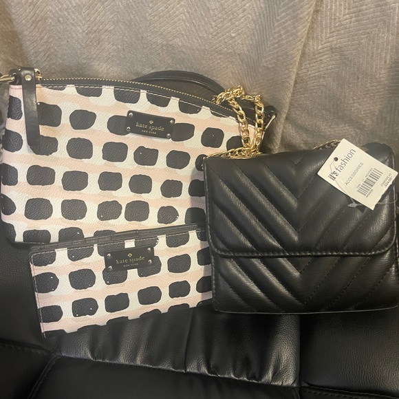 It’s Fashion Handbags - 🪷 STACK Kate spade bag and wallet set and NWT Black Quilted Bag